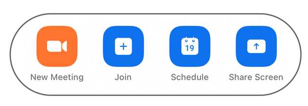 Starting a new meeting in Zoom (in orange)
